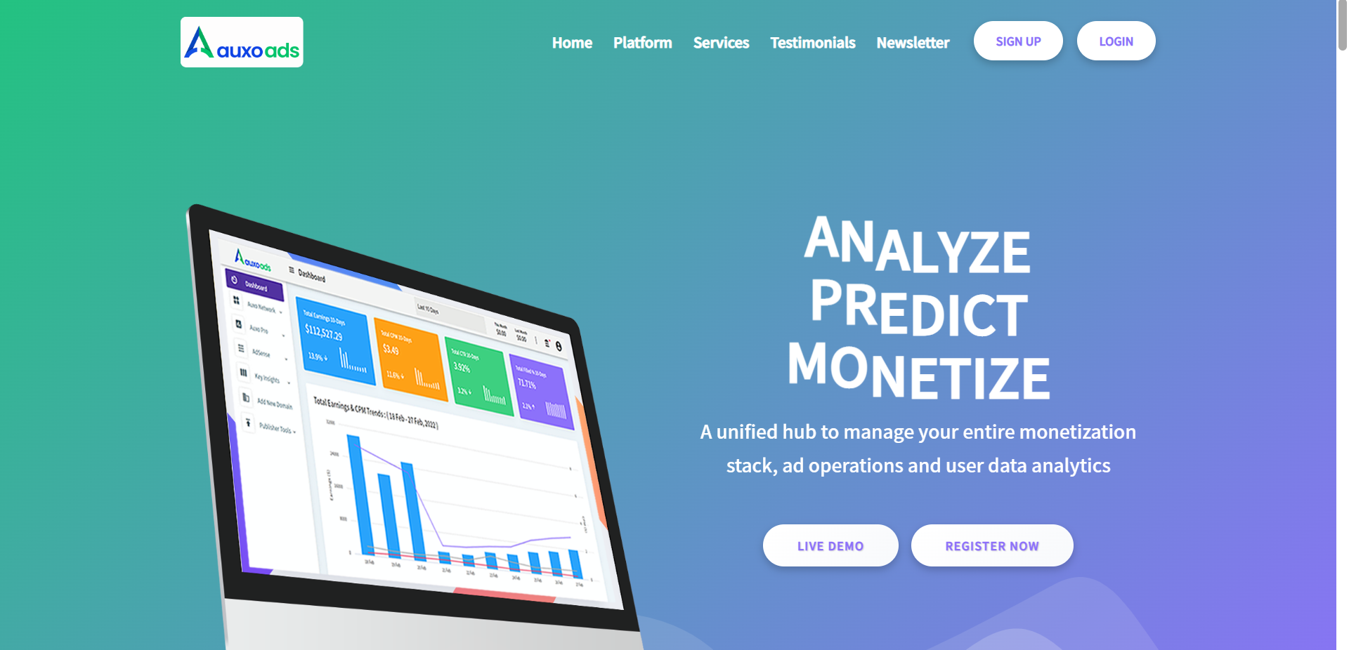 screenshot of Auxo Ads